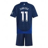 Camiseta Manchester United Joshua Zirkzee #11 Visitante Equipación para niños 2024-25 manga corta (+ pantalones cortos)